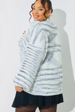 High Neck Frill Sleeve Knit Jumper