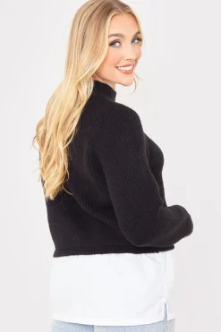 High Neck Shirt Contrast Jumper