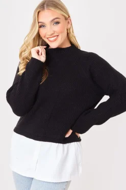 High Neck Shirt Contrast Jumper