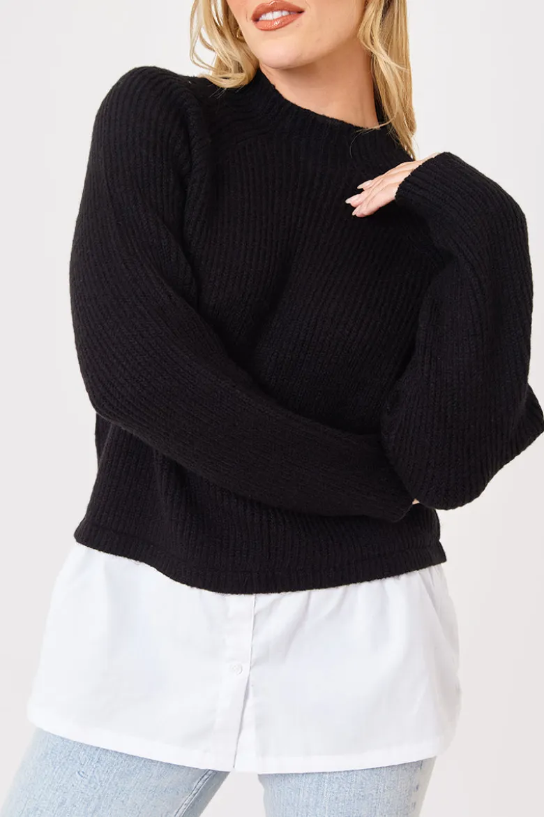 High Neck Shirt Contrast Jumper