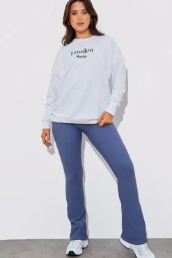 High Waist Kick Flare Rib Trouser