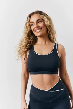 Indigo Blue Contrast Piping Co-Ord Sports Bra