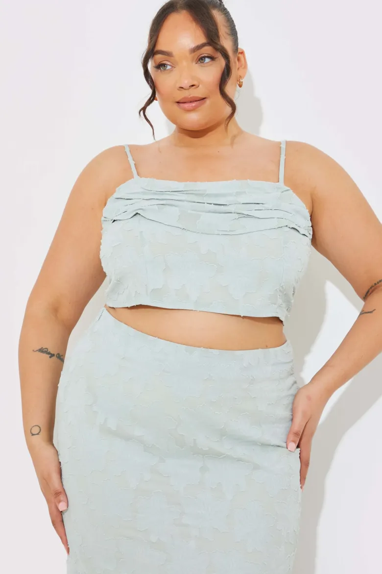 Jacquard Draped Cami Co-Ord Crop Top