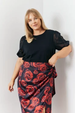 Jacquard Puff Sleeve Top