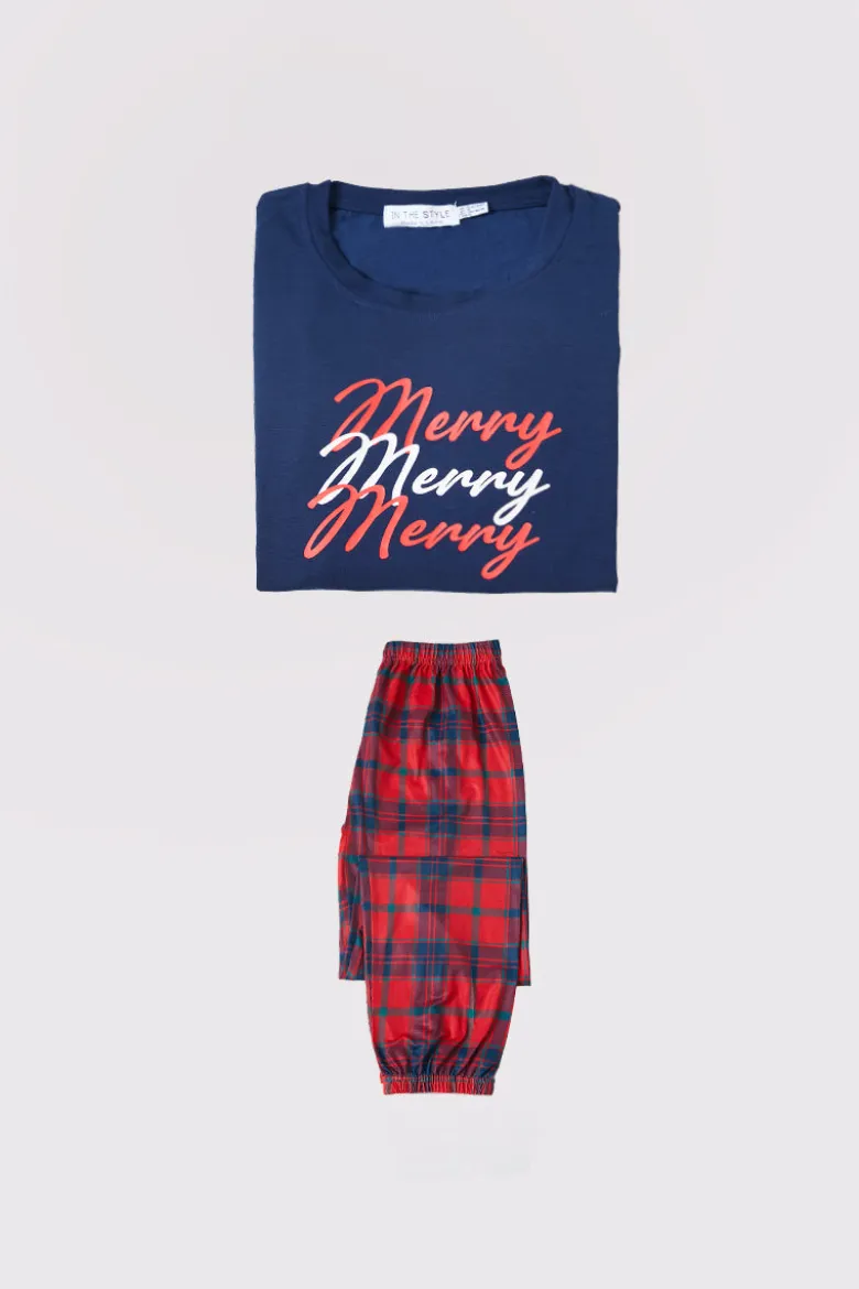 Kids 'Merry' Tartan Print Matching Family PJ Set
