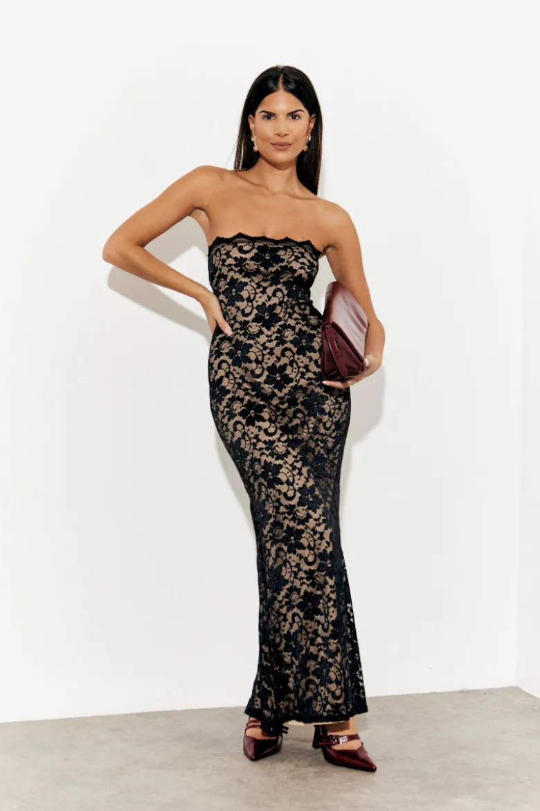 Lace Bandeau Maxi Dress