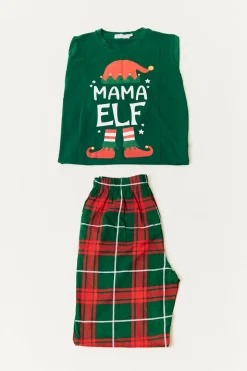 Ladies Elf Print Matching Family Pyjama Set