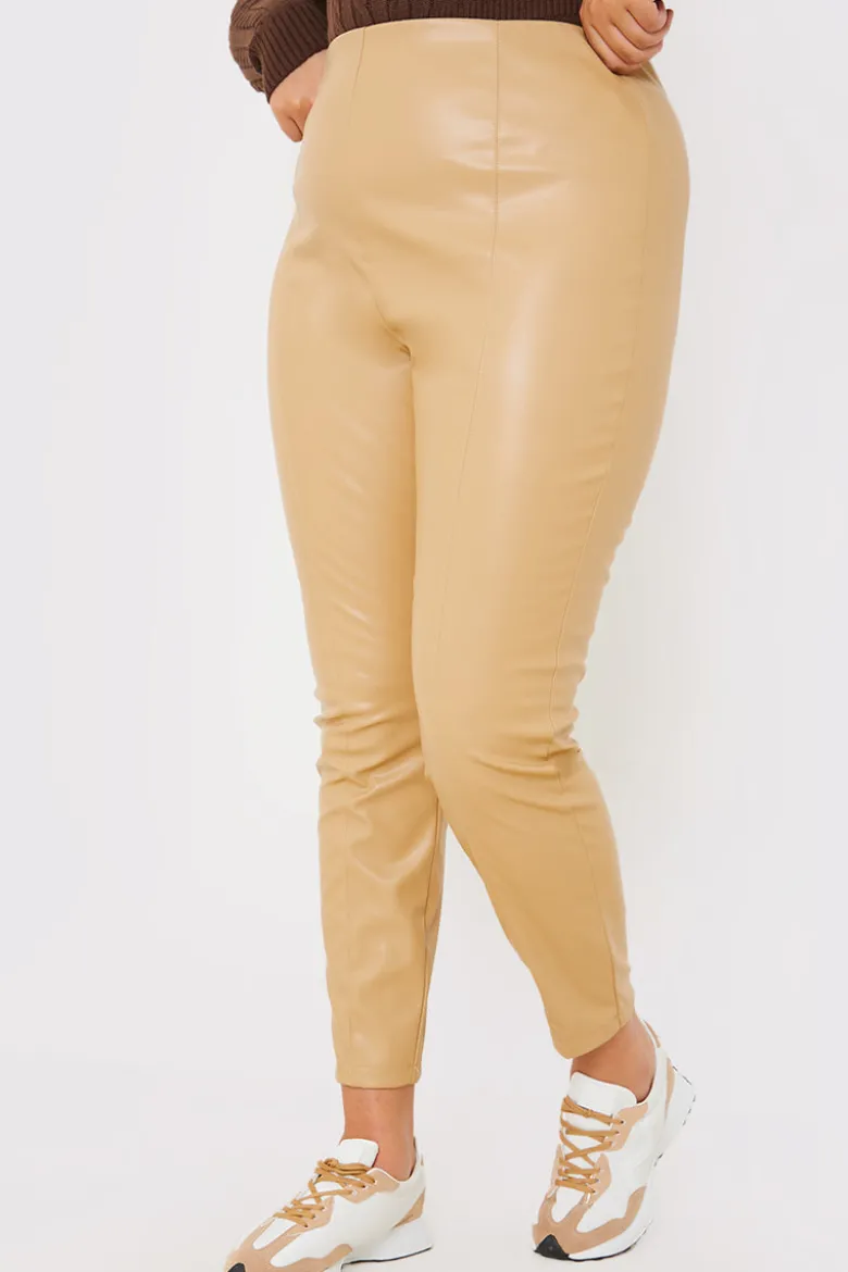 Leather Look Leggings With Elasticated Waist