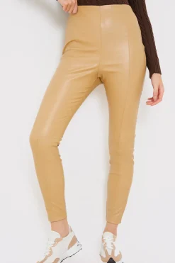 Leather Look Leggings With Elasticated Waist