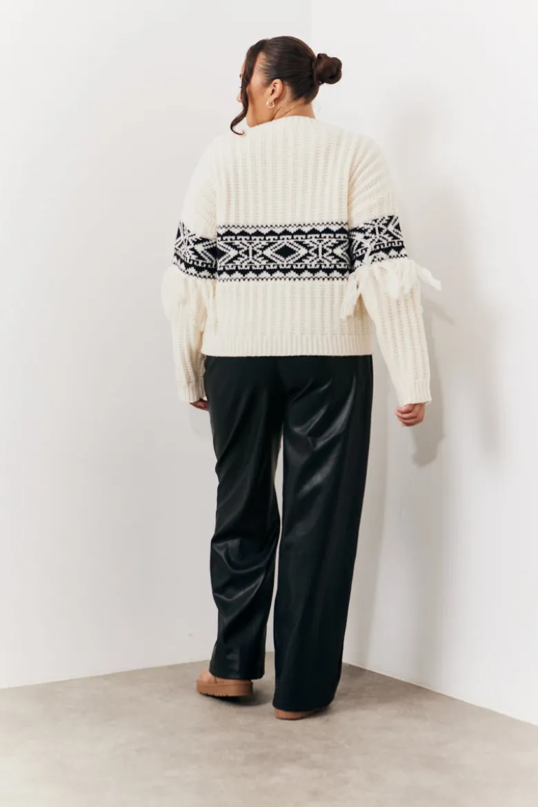 Leather Look Pintuck Detail Trousers