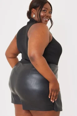 Leather Look Wrap Skort