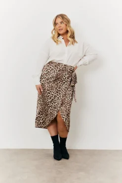 Leopard Wrap Midi Skirt