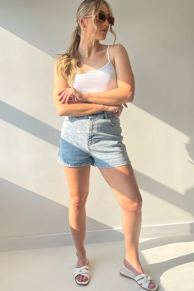 Light Wash Denim High Waist Shorts