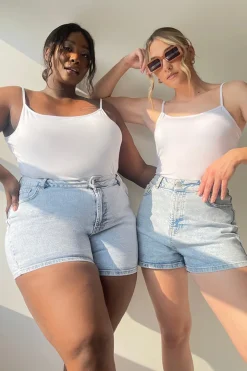 Light Wash Denim High Waist Shorts