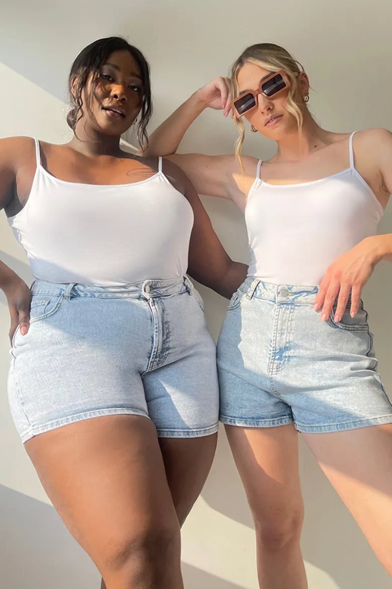 Light Wash Denim High Waist Shorts