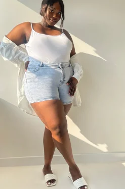 Light Wash Denim High Waist Shorts