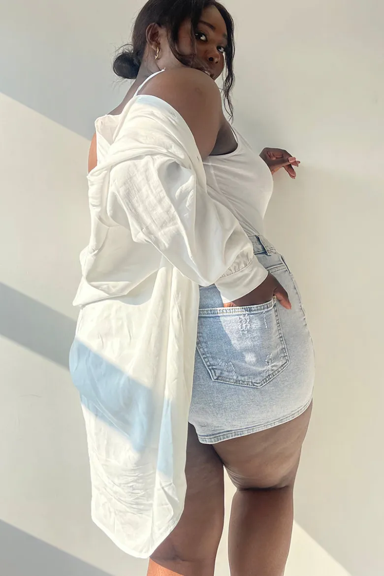Light Wash Denim High Waist Shorts