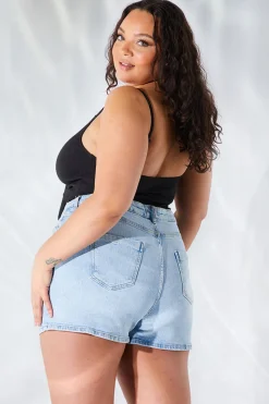 Light Wash Denim Mom Short