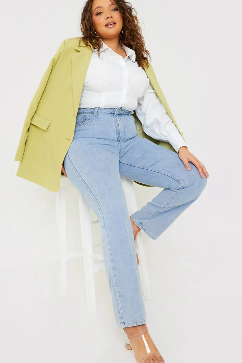 Light Wash Straight Leg Jeans