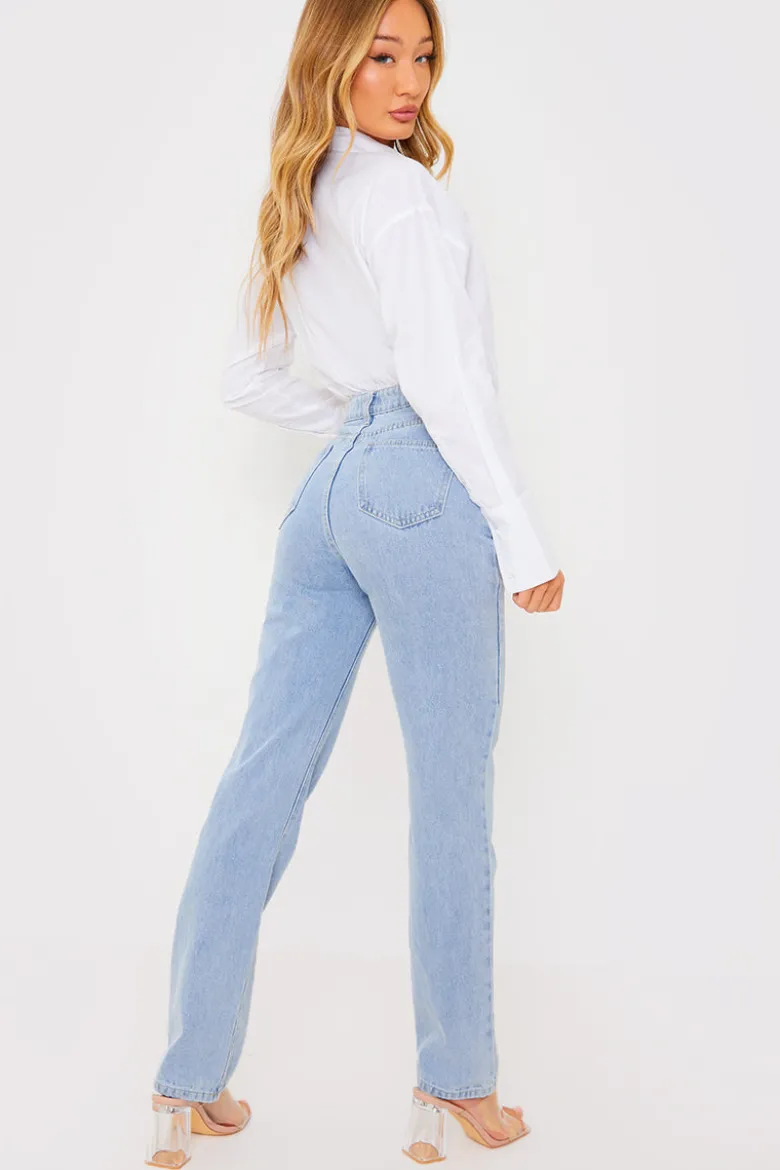 Light Wash Straight Leg Jeans