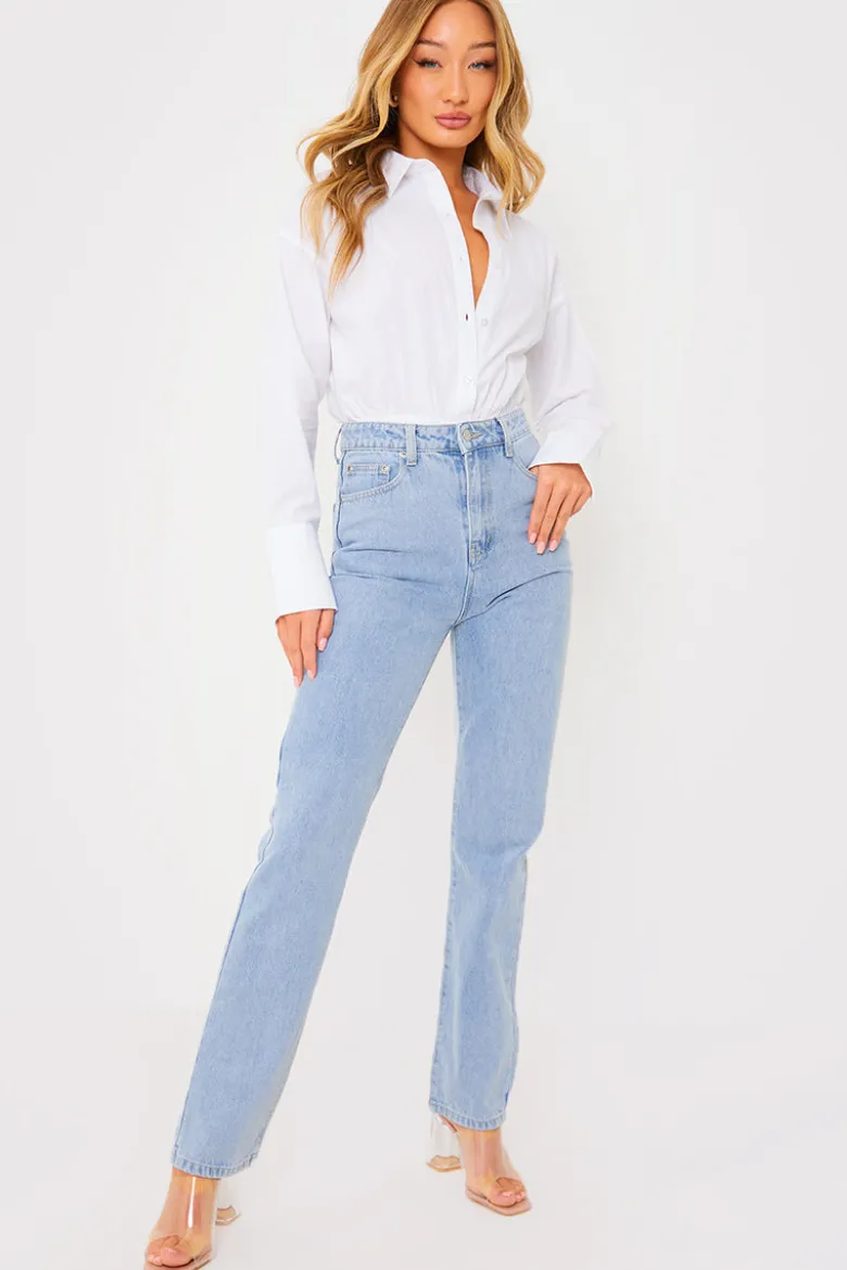 Light Wash Straight Leg Jeans