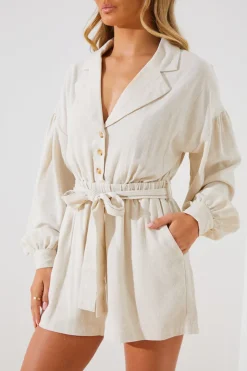 Linen Blend Belted Playsuit