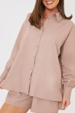 Linen Look Long Sleeve Co-Ord Shirt