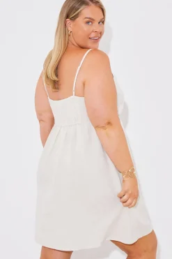 Linen Look Strappy Twist Front Mini Dress