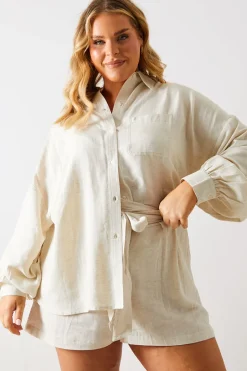 Linen Look Tie Waist Shorts