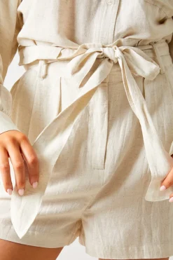 Linen Look Tie Waist Shorts