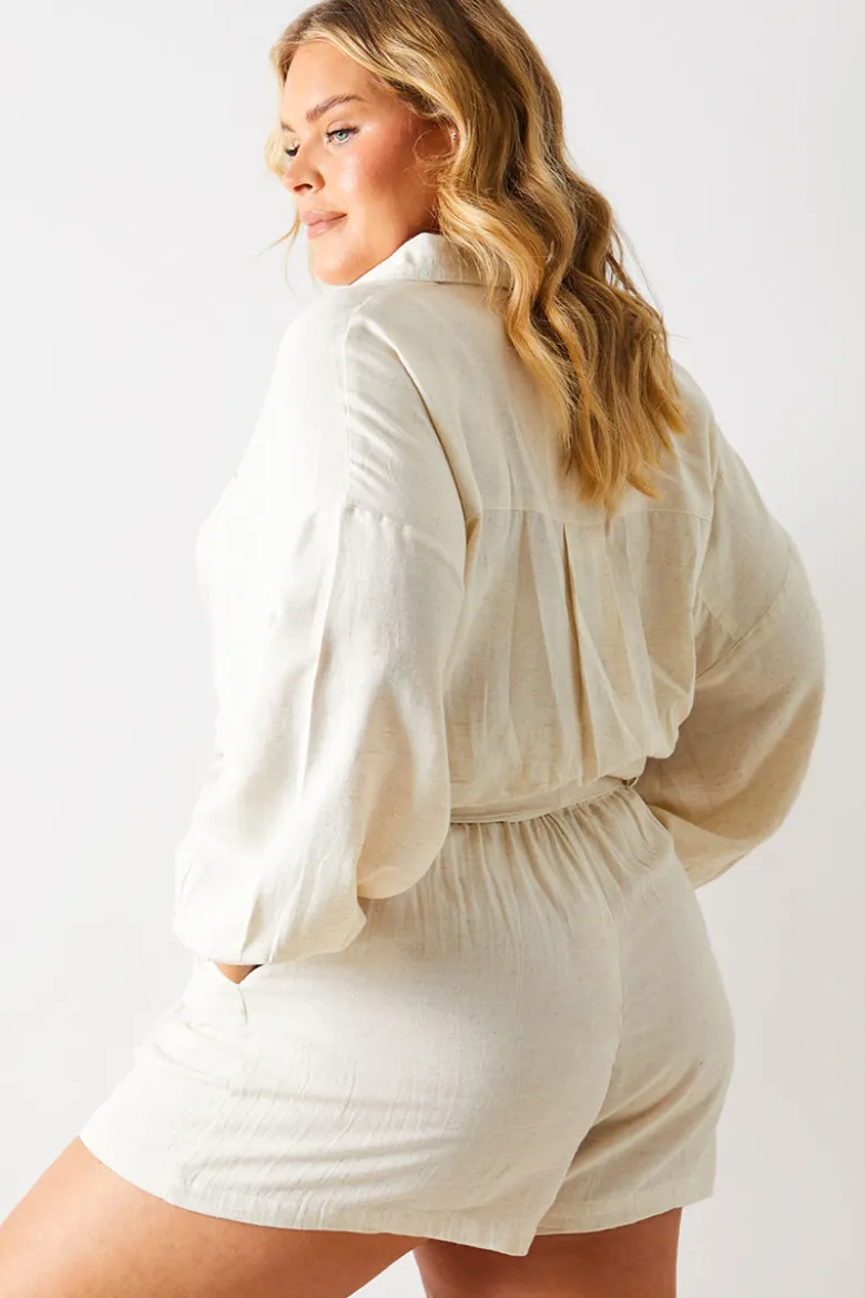 Linen Look Tie Waist Shorts