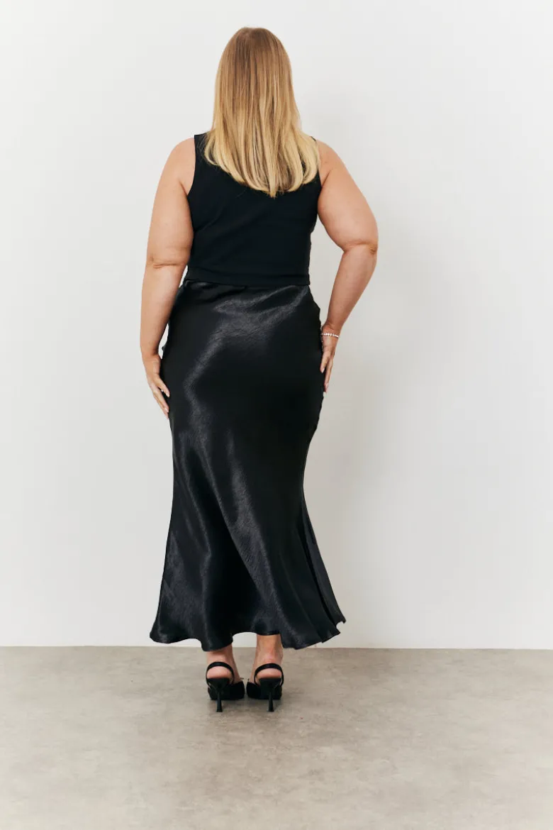 Liquid Satin Bias Cut Maxi Skirt