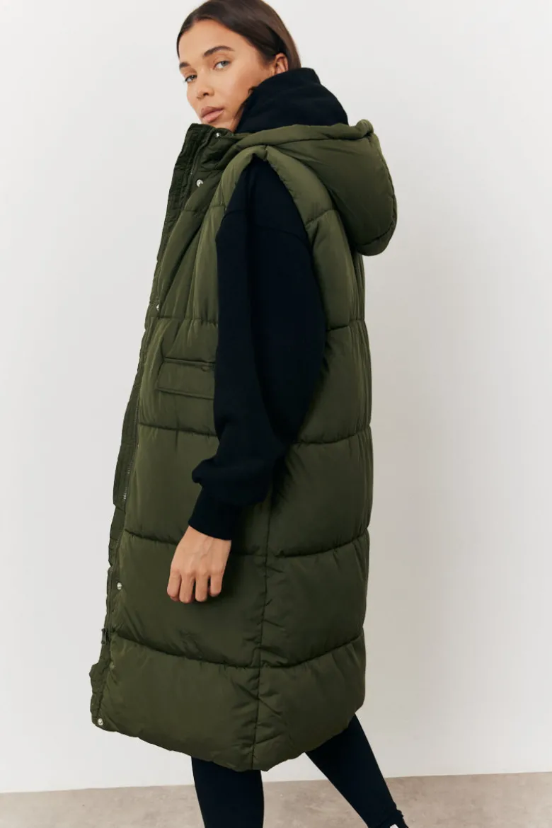 Longline Hooded Puffer Gilet