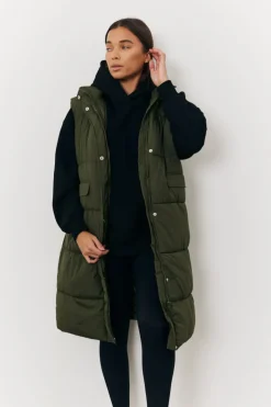 Longline Hooded Puffer Gilet