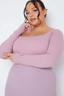 Long Sleeved Ribbed Square Neck Bodysuit