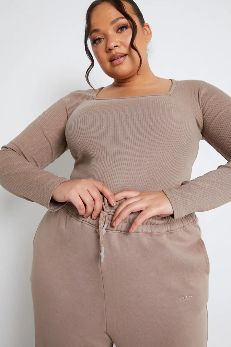 Long Sleeved Ribbed Square Neck Bodysuit