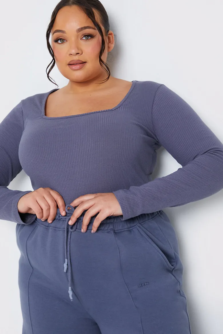Long Sleeved Ribbed Square Neck Bodysuit