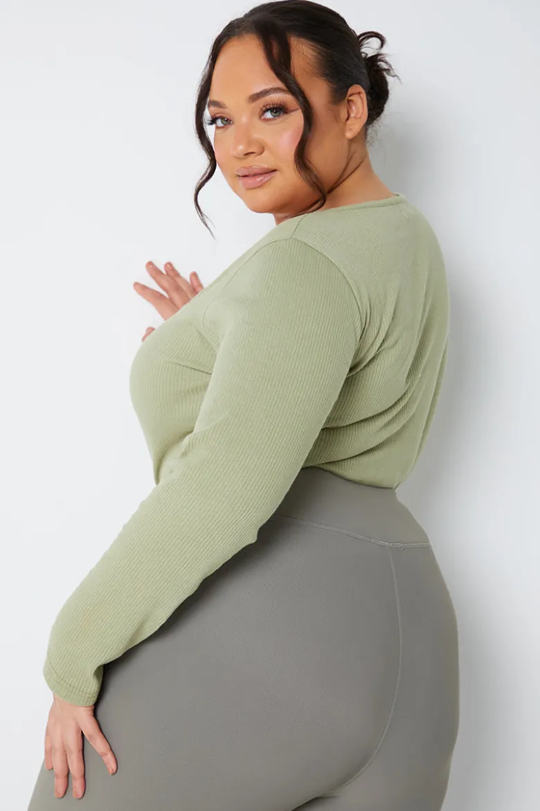 Long Sleeved Ribbed Square Neck Bodysuit