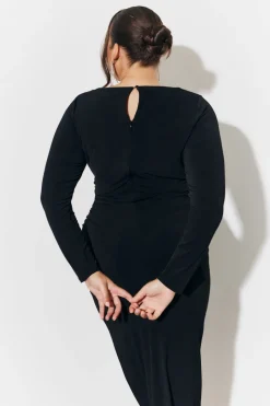 Magic Sculpting Scoop Neck Long Sleeve Ruched Midaxi Dress