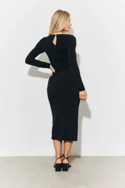 Magic Sculpting Scoop Neck Long Sleeve Ruched Midaxi Dress