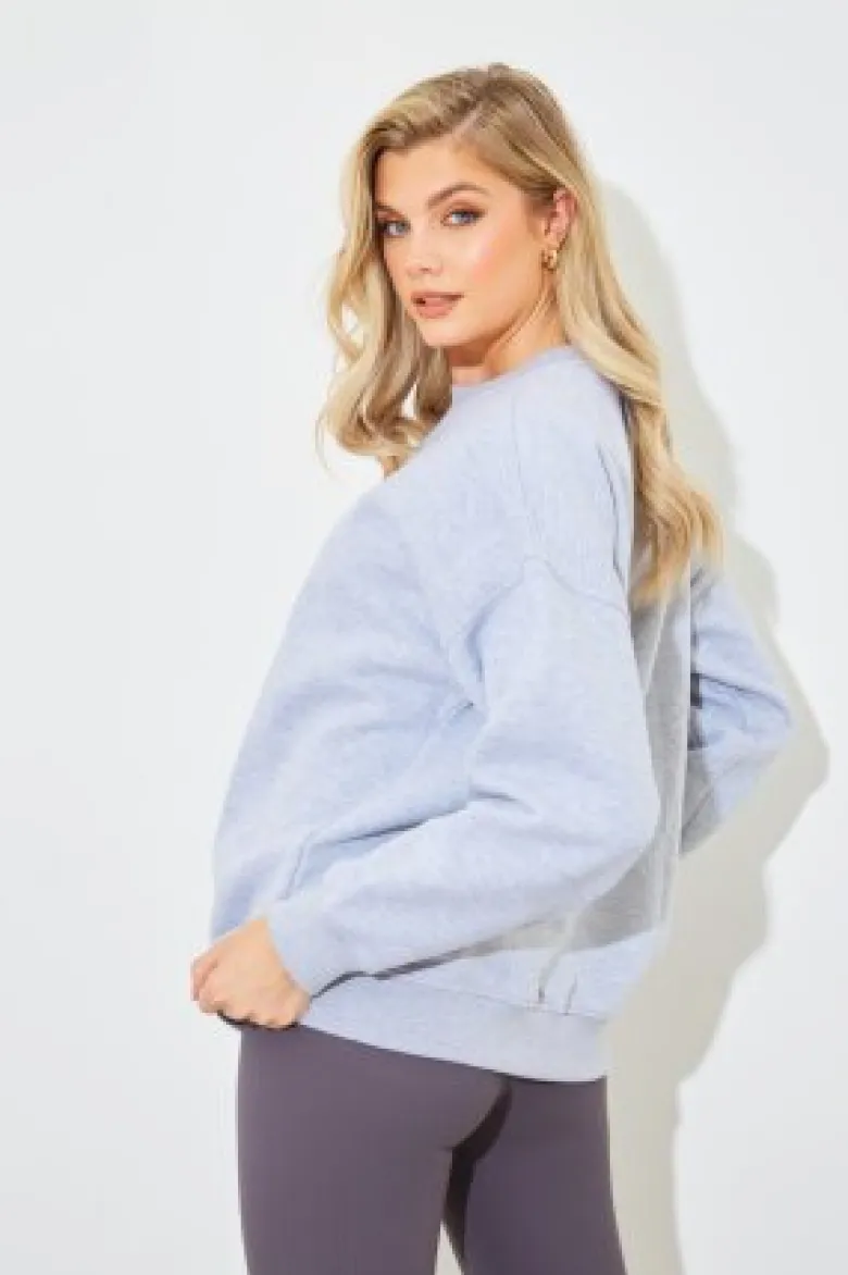 Marl Crew Neck Fleeceback Sweater