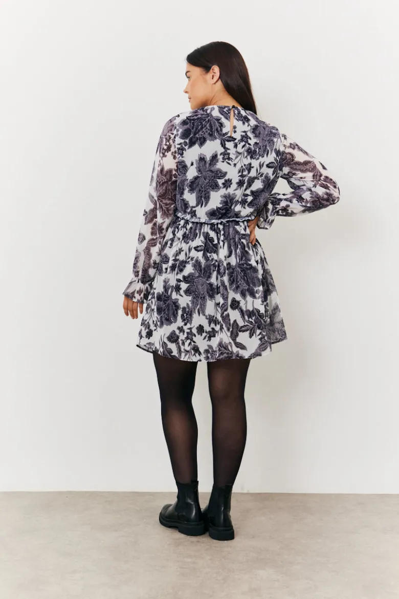 Maternity Crew Neck Printed Smock Dress