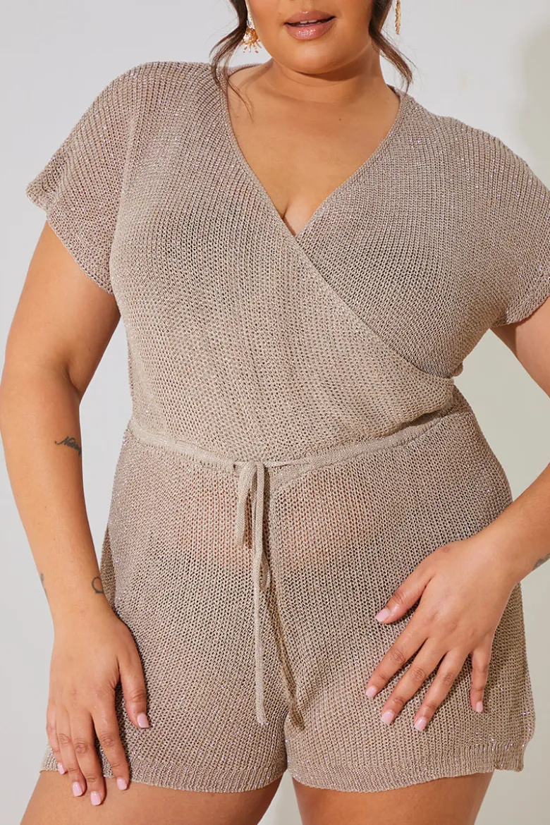 Metallic Knit Drawstring Playsuit