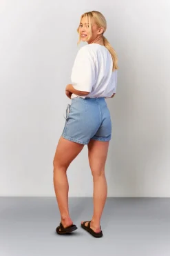 Mid Blue Tie Side Denim Skort