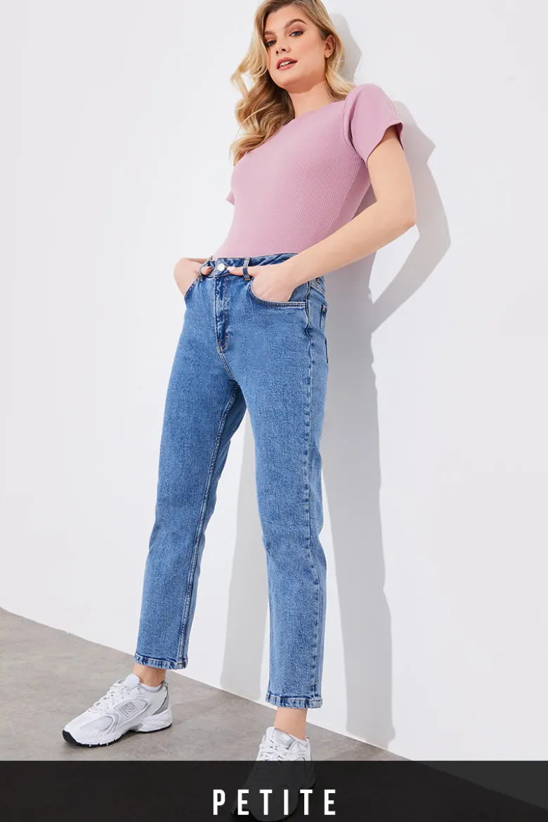 Mid Straight Leg High Rise Ankle Grazer Jeans