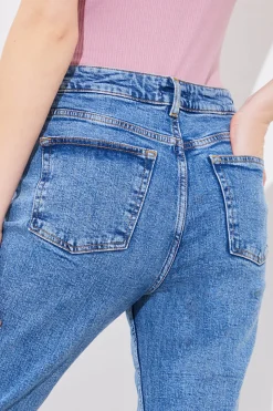 Mid Straight Leg High Rise Ankle Grazer Jeans