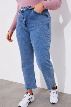 Mid Straight Leg High Rise Ankle Grazer Jeans