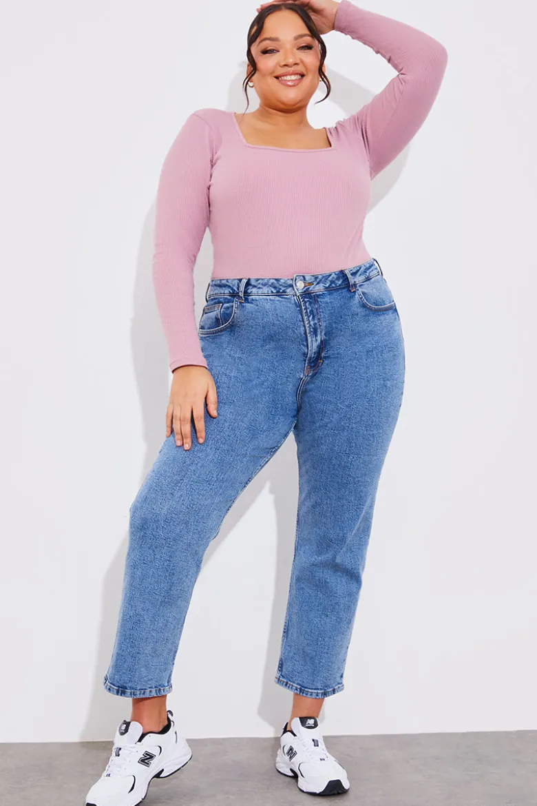 Mid Straight Leg High Rise Ankle Grazer Jeans