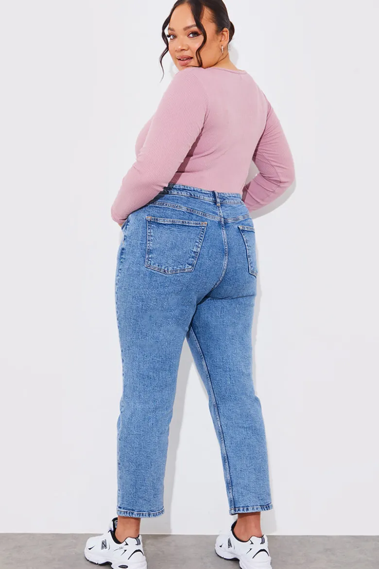 Mid Straight Leg High Rise Ankle Grazer Jeans