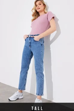 Mid Straight Leg High Rise Ankle Grazer Jeans